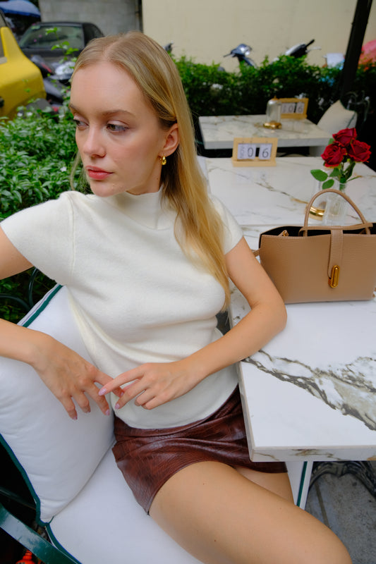 Ivory Mock Neck Knit Top