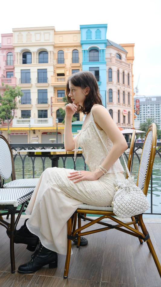 Cream Lace Top & Skirt Set