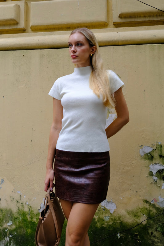 Ivory Mock Neck Knit Top